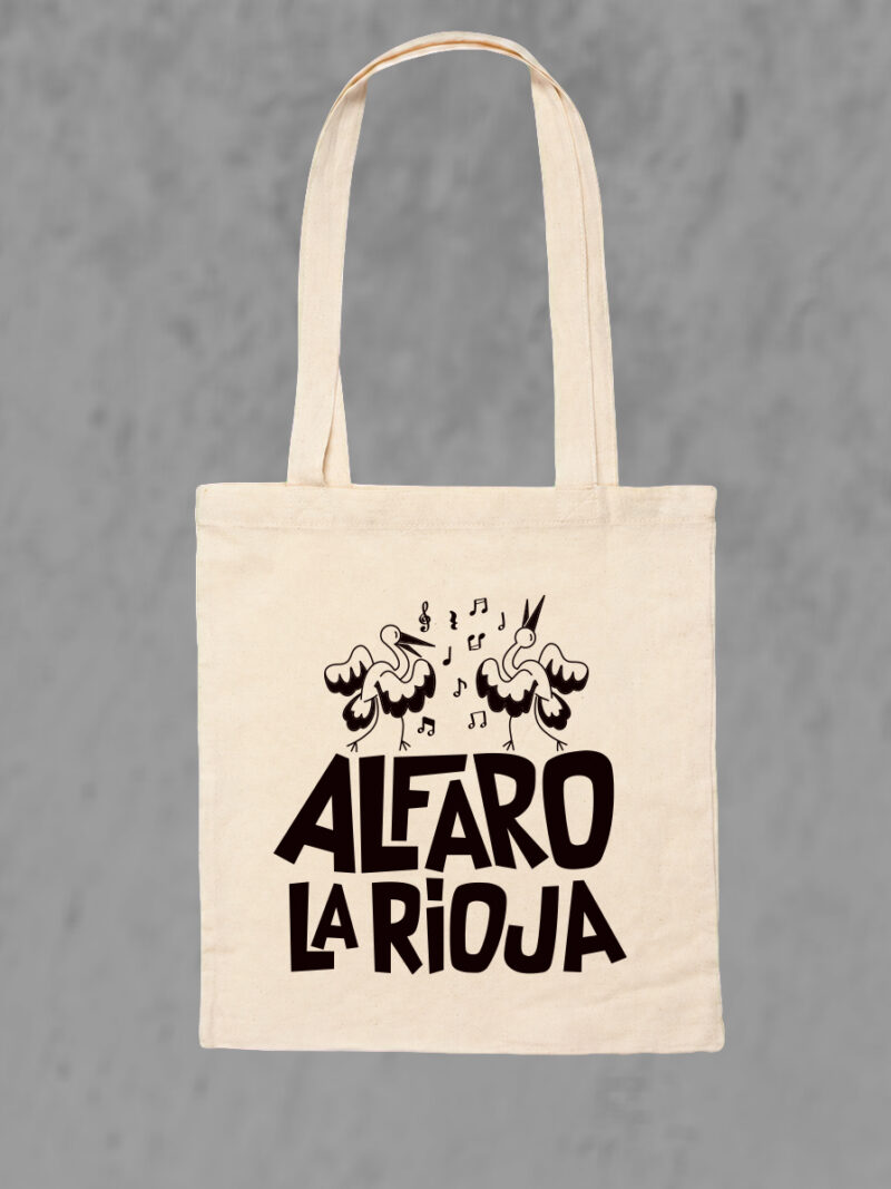 Bolsa algodon cigueñas bailonas negras