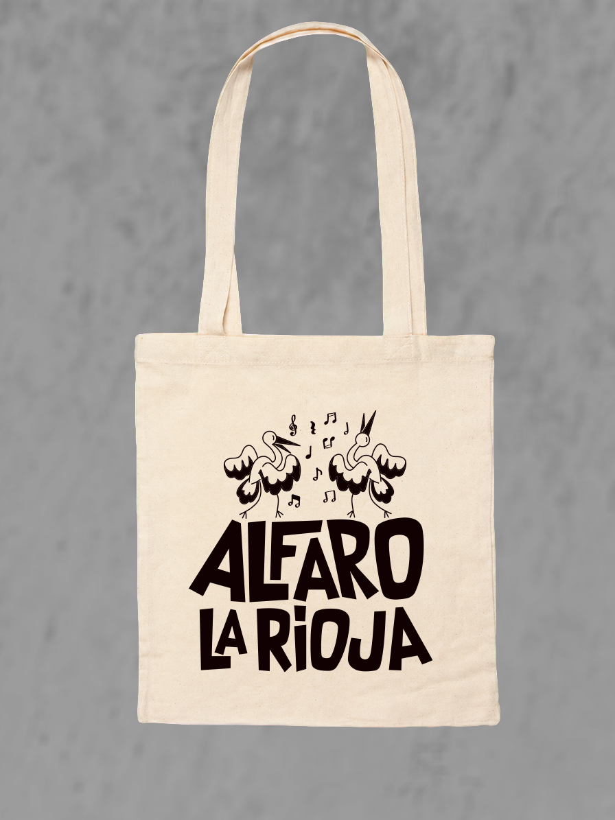 Bolsa algodon cigueñas bailonas negras